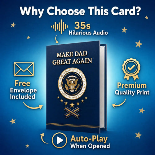 Funny Fathers Day Card with Sound, Funny Talking Card for Dad Husband Grandpa, Plays Real Voice 35-Second Audio, 5x7 Best Dad Gift from Son Daughter Wife